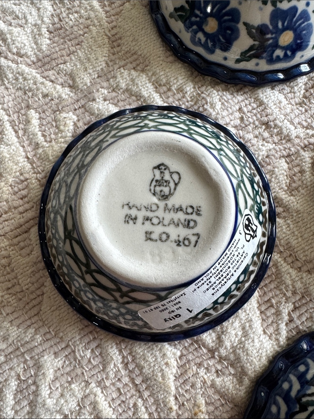 Polish Stoneware Unikat 190. small fluted spice Bowls set of (4). - Picture 4 of 6